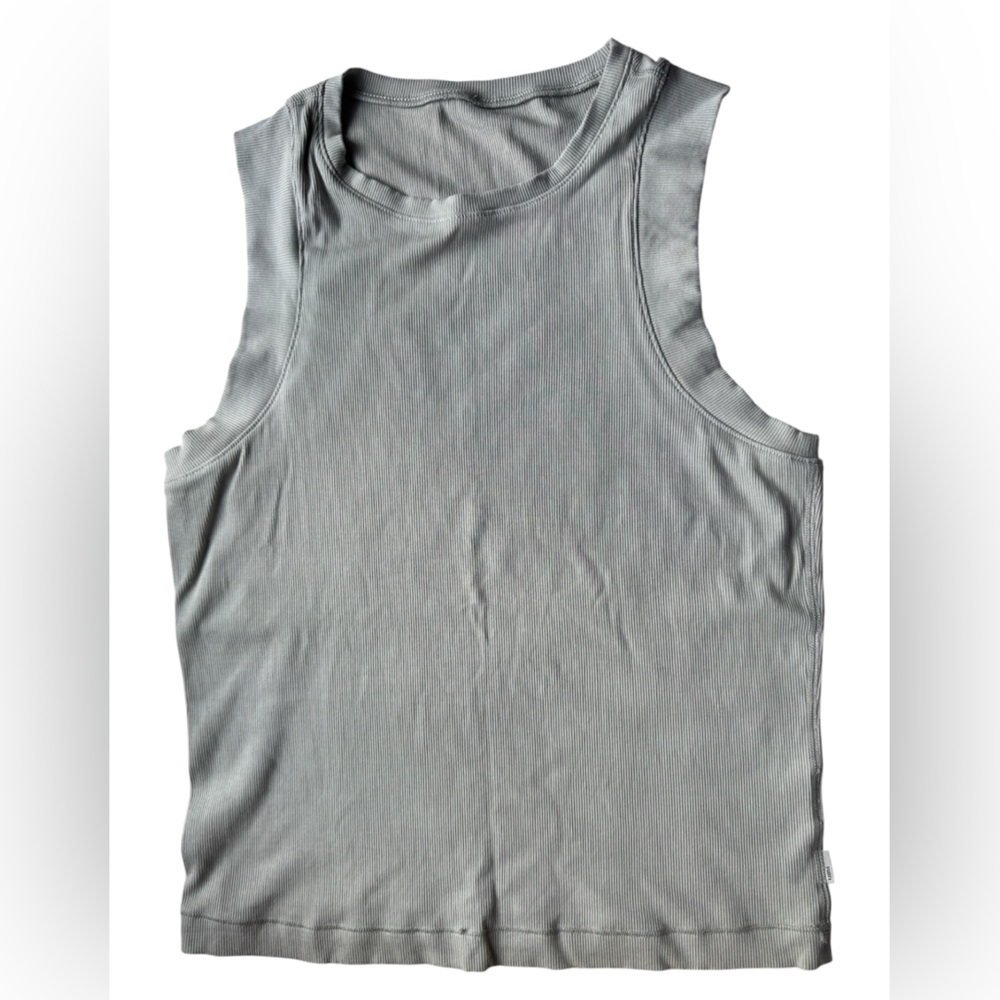 Vuori Pose Modern Tank Top Talc Women’s Large Stretch Rib Knit